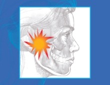 Facial drawing showing a pain point in the TMJ area