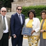 (Left to Right) Acting NIH Director Dr. Lawrence Tabak, IADR CEO Dr. Chris Fox, NIDCR Assistant Director Dr. Jennifer Webster-Cyriaque, and NIDCR Director Dr. Rena D’Souza in front of Building 1 after Dr. Webster-Cyriaque received the IADR Distinguished Scientist Award in Oral Medicine & Pathology Research.