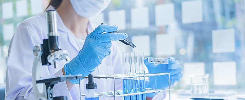 Researcher working in lab