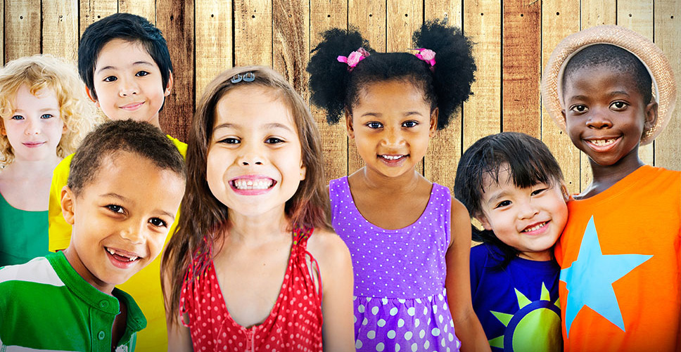 A group of children smiling