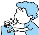 Illustration of a boy drinking water.
