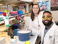 Researchers conducting experiment in a lab.