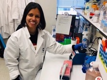 A researcher is working in a lab.