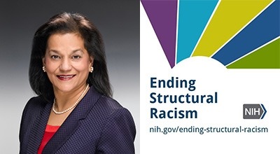 Dr. Rena D'Souza appears on the left, with NIH's Ending Structural Racism logo on the right.
