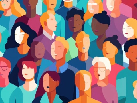 A photo of a diverse crowd of people.