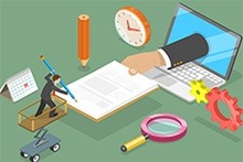 Isometric illustration of professionalism and productivity.