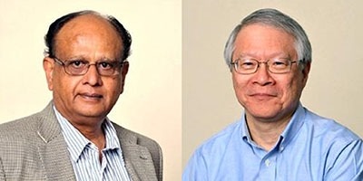 Researchers in the labs of Ashok Kulkarni (left), an expert in the Cdk5 protein, and Ken Yamada (right), who specializes in cell imaging, discovered that blocking the protein blunted pain signaling in mice, providing insight into safer pain relief. 
