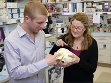Two researchers are working in a lab.