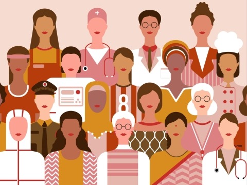 Women in various uniforms and careers, showcasing diversity and empowerment.