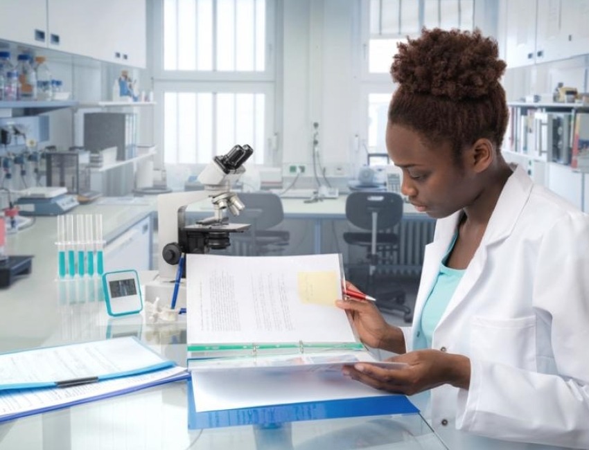 Female researcher in lab