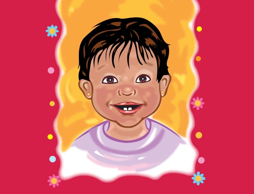 An illustrated picture of a smiling child