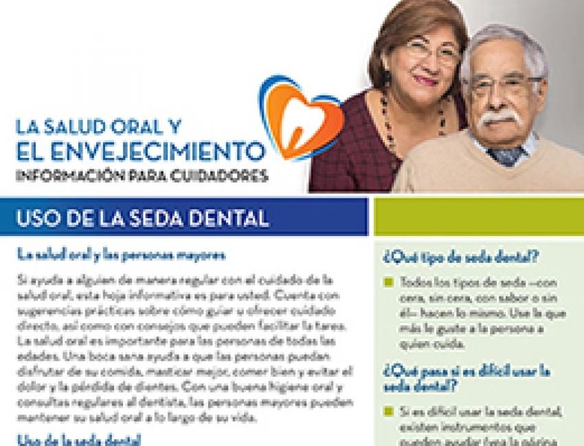 "Uso de la seda dental: Información para cuidadores", portada