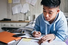 Student working at a desk