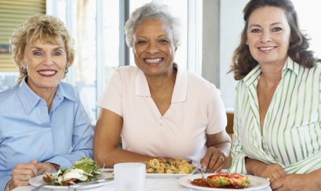 A diverse group of female seniors