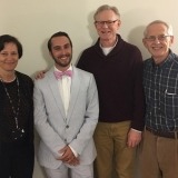 Image of (from left to right) Susan Leitman, MD; Jason Berglund; Michael Collins, MD; and Bruce Baum, DMD, PhD.
